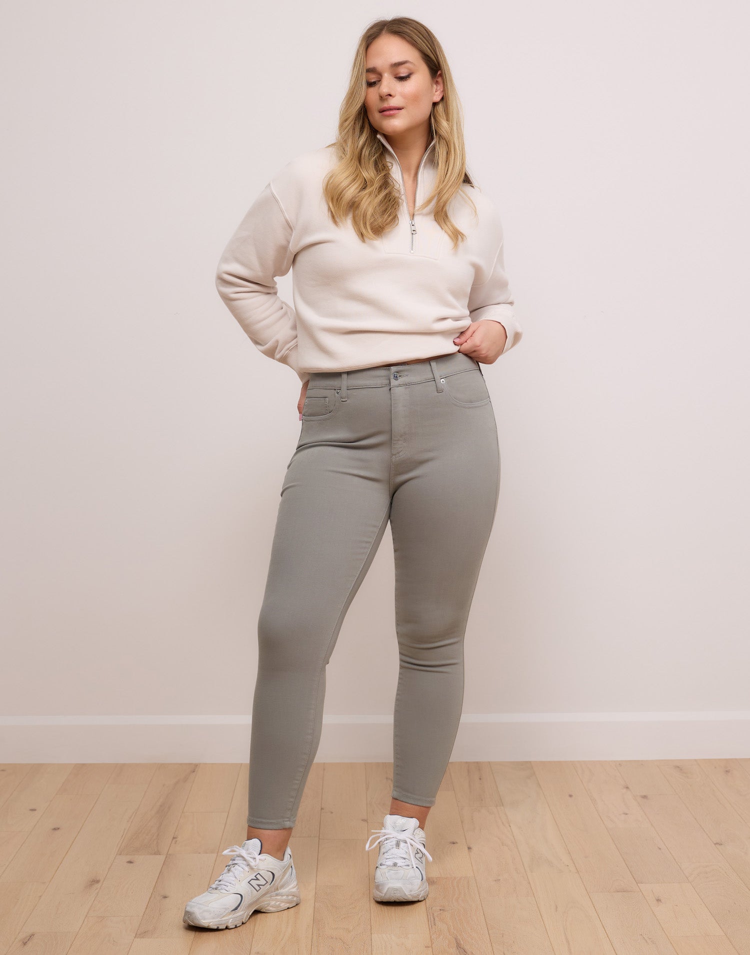 jean coupe etroit gris-vert