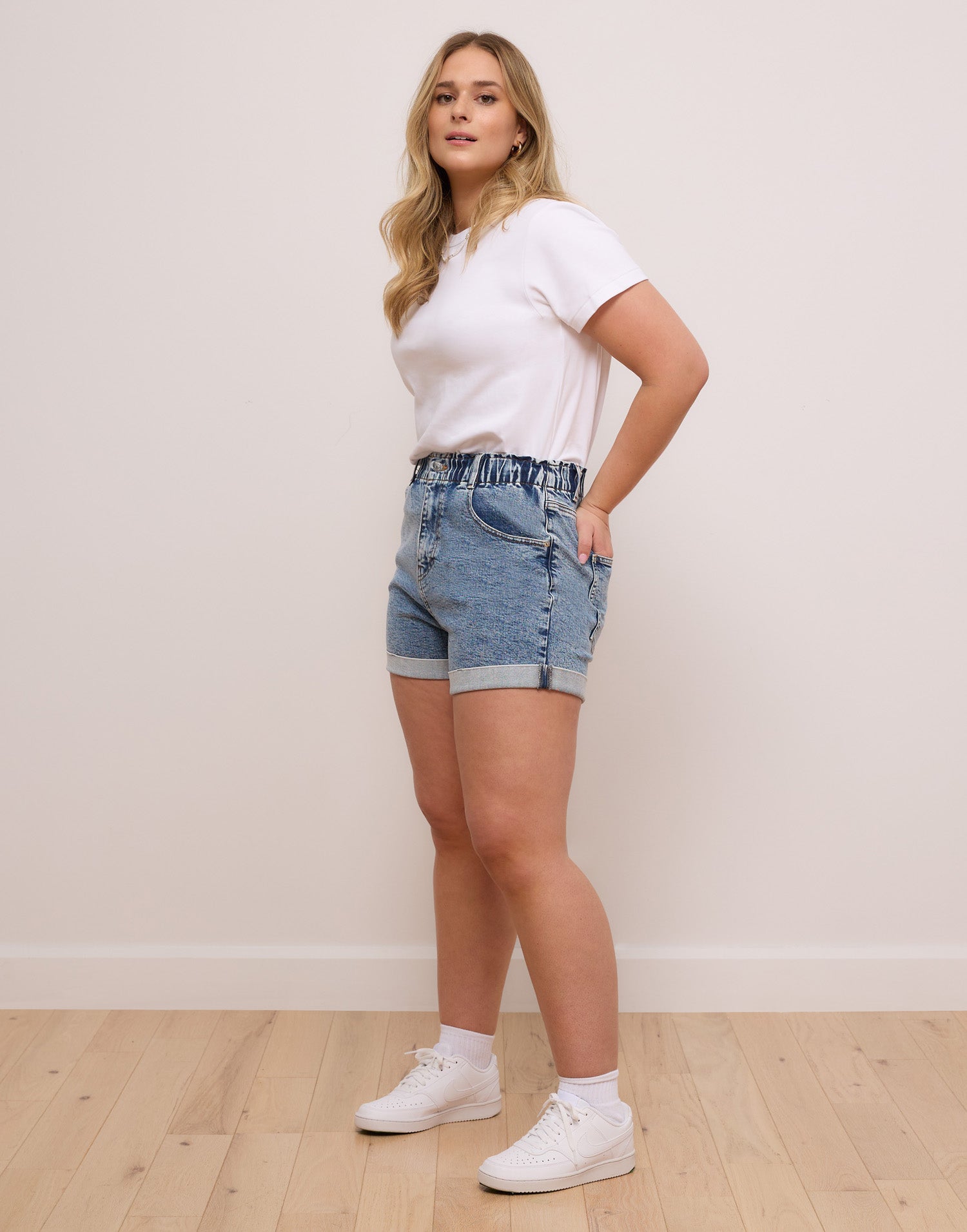 short en denim bleu moyen