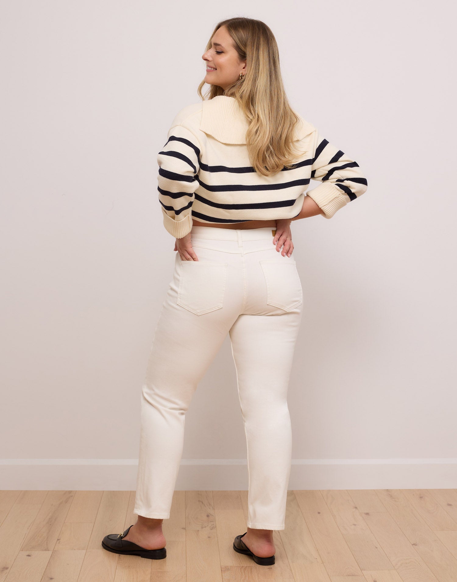 jeans coupe ajustée blanc crème