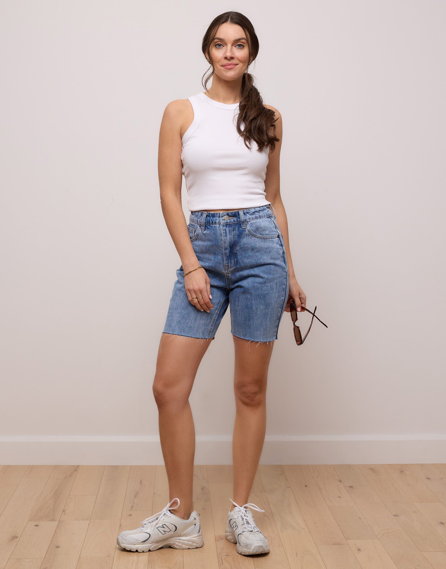 short en denim bleu moyen