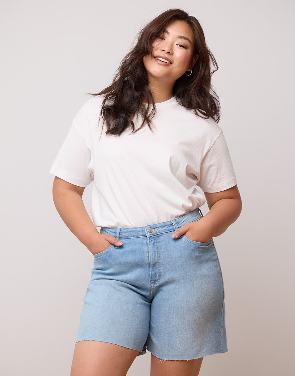 short en denim bleu clair