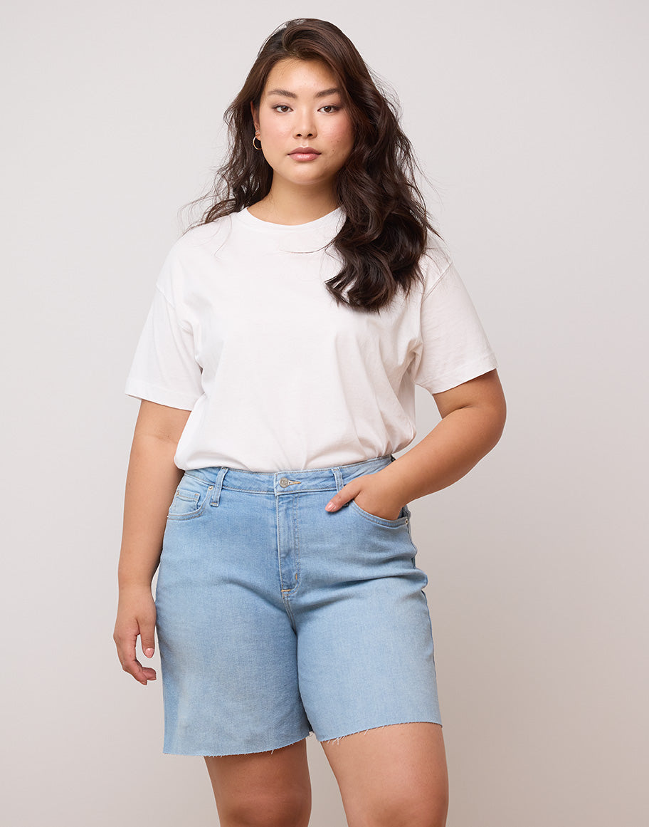 short en denim bleu clair