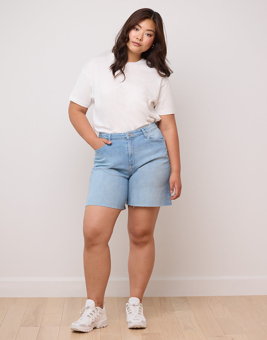 short en denim bleu clair