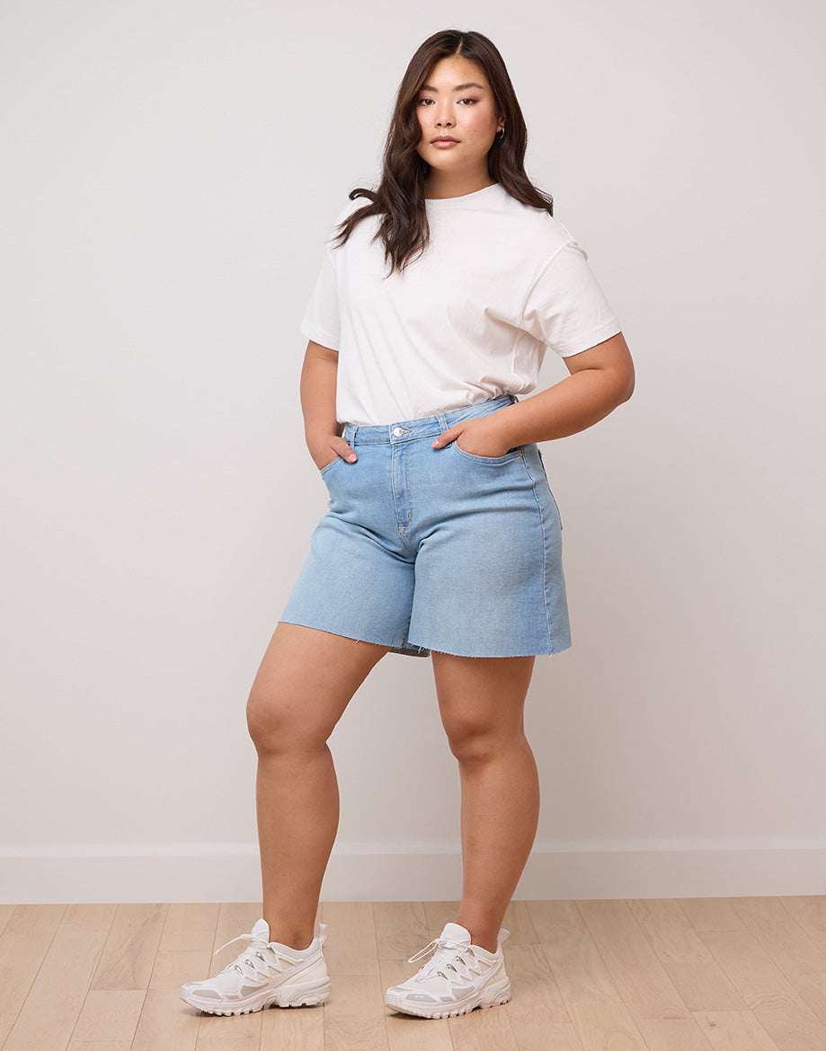short en denim bleu clair