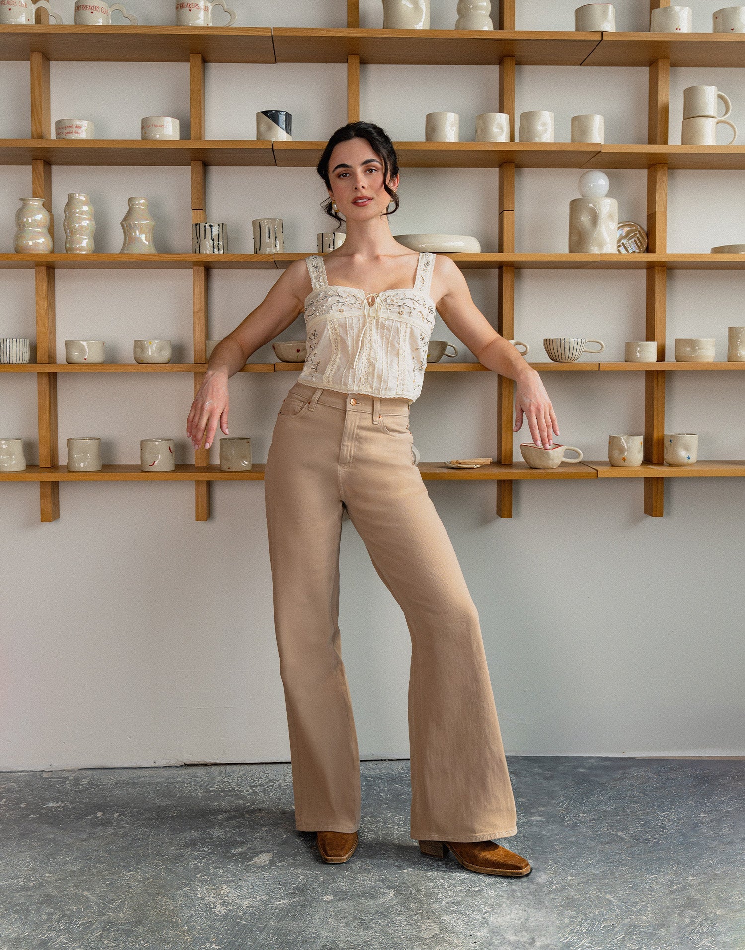 LILY WIDE LEG JEANS / PAMPAS