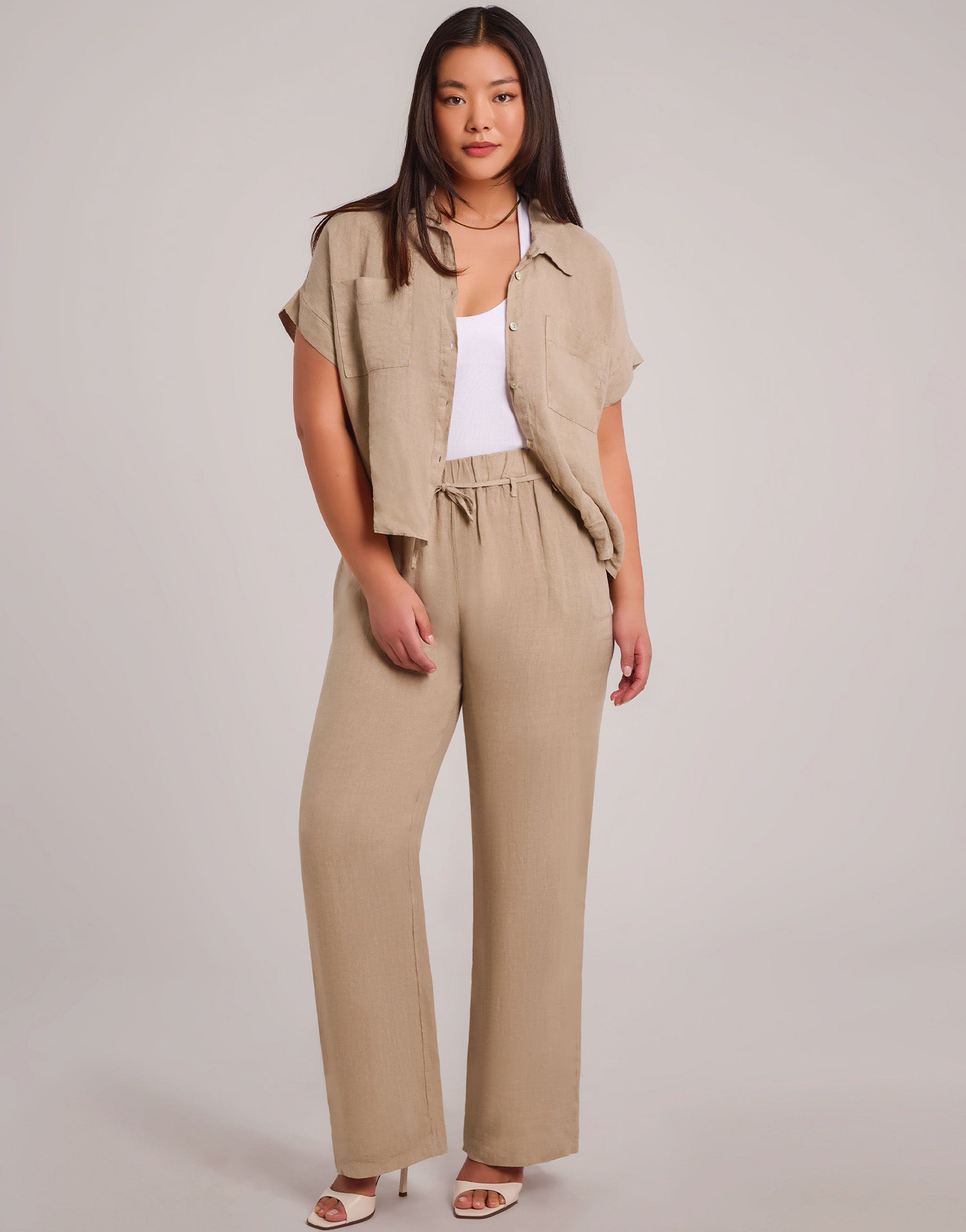 NORA PANTALON EN LIN AVEC CEINTURE / SAND DUNE