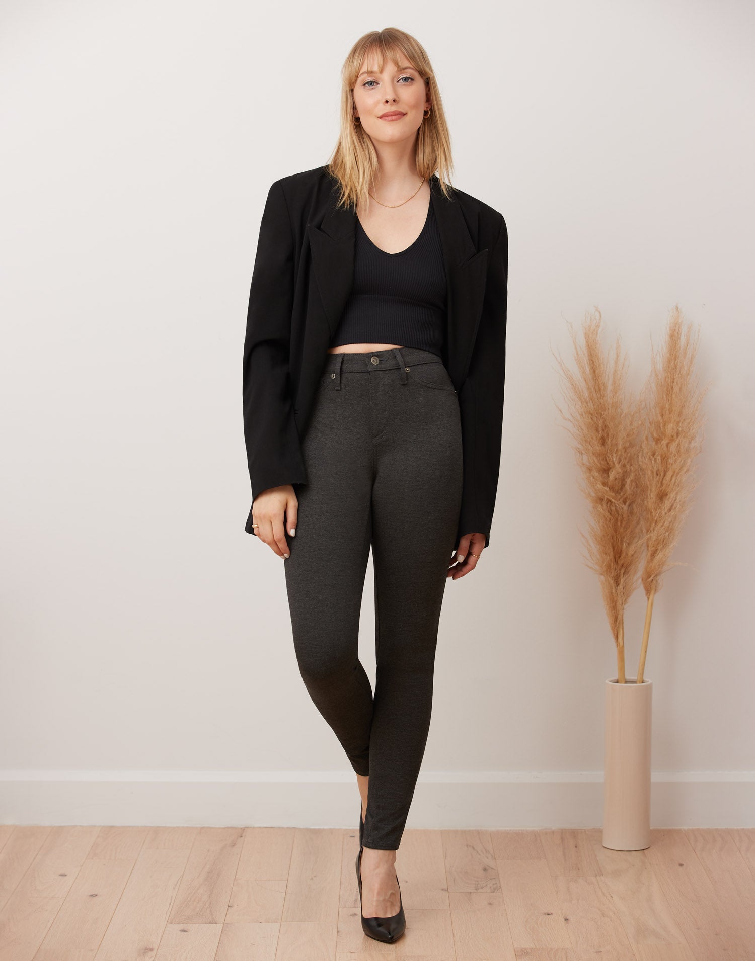 PANTALON EMILY COUPE AJUSTÉE / CHARCOAL WOOL