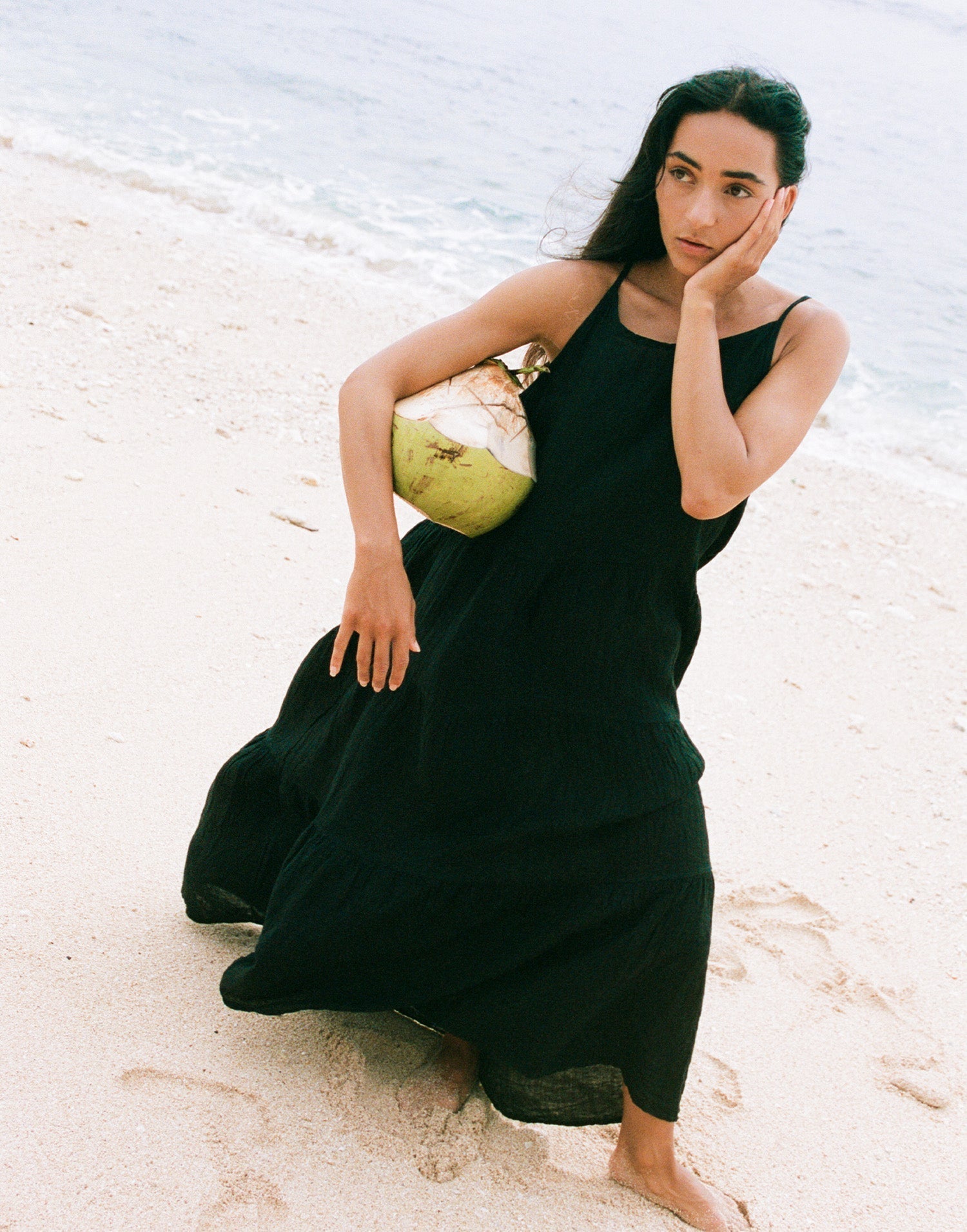 OPHELIA ROBE LONGUE EN LIN / BLACK