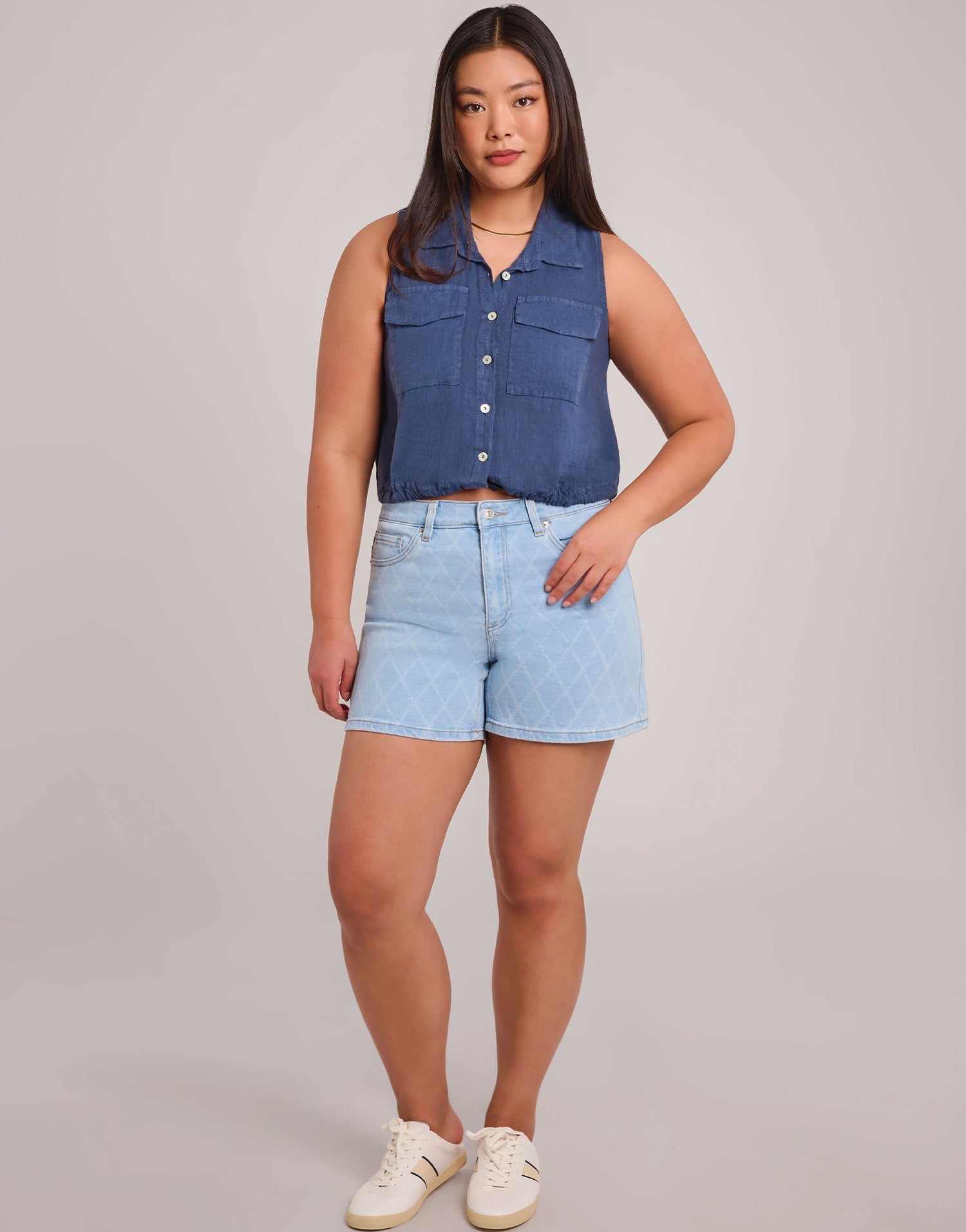 SOL LINEN SLEEVELESS VEST / DENIM